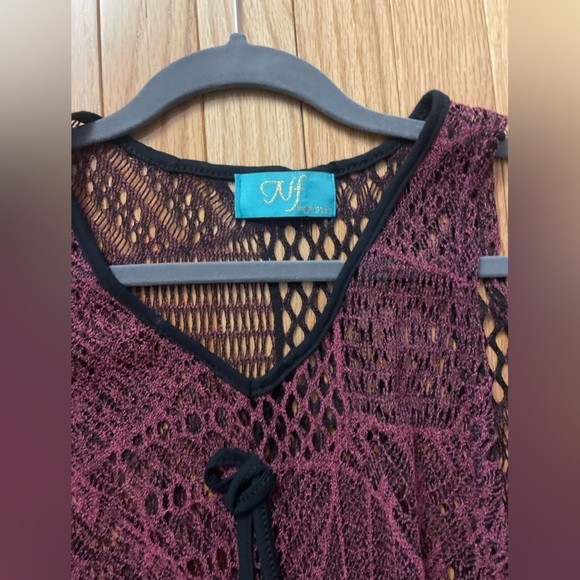 NF Maroon Mesh Cover up-Tank Top - Picture 2 of 4